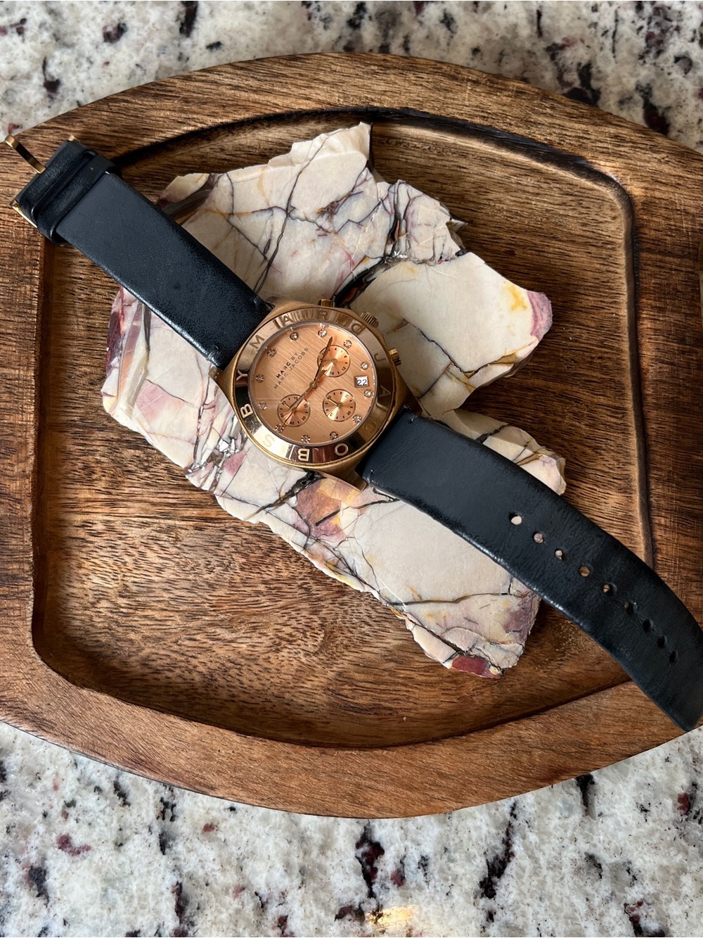 Marc Jacobs Rose Gold-Tone Watch with Black Leather Strap - Picture 2 of 9